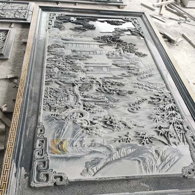 會(huì)所浮雕 山水畫浮雕照壁 百福浮雕照壁雕刻現(xiàn)場(chǎng)